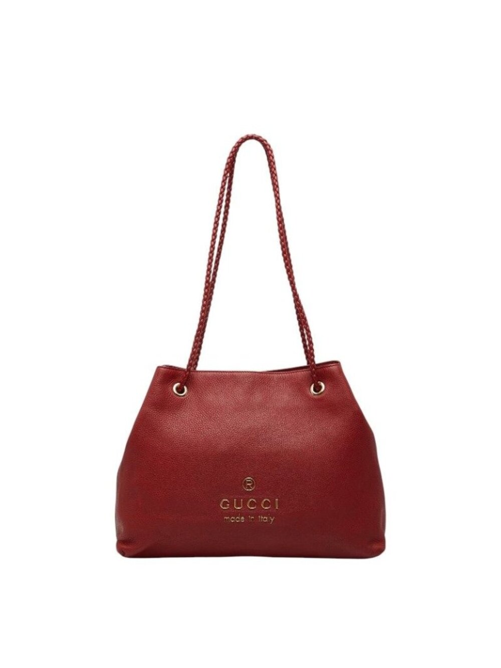 Gucci Logo Tote Shoulder Bag Red Leather